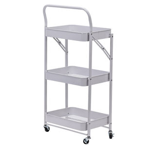 Étagère métallique de rangement mobile pour aliments, chariot utilitaire roulant à 3 niveaux, panier rotatif, chariot de cuisine avec roues - Product Image 5