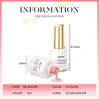 JTING Gel Constructeur BIAB en Bouteille 72 Couleurs Très Populaire pour Extension d'Ongles, Sans HEMA, Gel de Base Caoutchouc Liquide