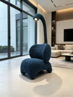 Fauteuil de détente en tissu peluche mignon avec lampe intégrée |   Design moderne pour chambre à coucher, salon et usage hôtelier