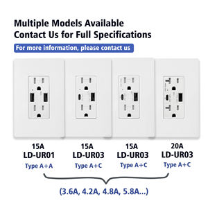TR Tipo C Receptáculo <span class=keywords><strong>USB</strong></span> Plug 125V Tensão nominal 15 uma Tomada de Parede Avaliada Household Carregamento Solução Integrada PD QC Tomada <span class=keywords><strong>USB</strong></span> - Product Image 5