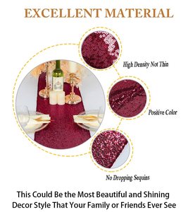 Nappe de Banquet de mariage de Noël-Décor de drapeau de Table ronde nordique rouge doré pailleté pour la maison de fête de vacances - Product Image 4