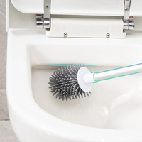 Brosse de toilette ronde en silicone blanc Jesun et ensemble de supports brosses de nettoyage murales en plastique TPR