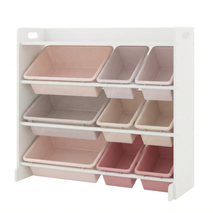 Portatile <span class=keywords><strong>montessori</strong></span> baby children room 9 plastic bin storage cabinet tubo di metallo legno giocattoli per bambini organizer shelf - Product Image 4