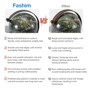 Globo Terráqueo Decorativo de Mármol de Lujo con Marco de Metal Negro, Verde Selva <span class=keywords><strong>y</strong></span> Marrón, Accesorio Decorativo, <span class=keywords><strong>Compra</strong></span> al por Mayor - Product Image 2