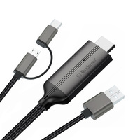 Cable USB 2 en 1 LD36 a HDTV de 2m con Audio Inalámbrico para Móviles Micro Tipo C, Laptops, TV, Proyectores y Monitores