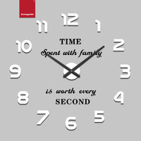 Horloge murale moderne entièrement blanche avec chiffres arabes, mécanisme à quartz silencieux, 120 grands autocollants adhésifs, décoration de meubles pour chambre à coucher