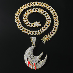 Nuevo Collar con Colgante de Luna Estilo Retro Hiphop 2026, Chapado en Oro y Plata, para Hombre, Joyería de Moda al por Mayor - Product Image 3