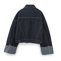 Ensemble deux pièces en jean YUANBOFEI pour femme – Veste courte en jean brut foncé et jean assorti pour femme