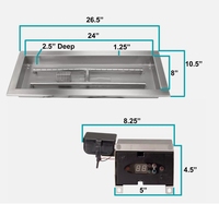 300*900mm Rectangle Drop-in Télécommande Foyer Pan En Acier Inoxydable 92,000 BTU Gaz Naturel/Propane DIY Extérieur Gaz Foyers