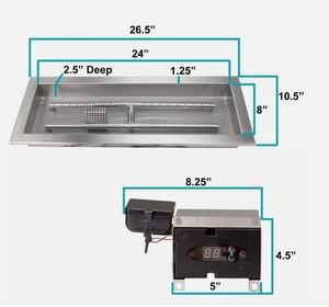 300*900mm Rectángulo Drop-In Control remoto Fire Pit Pan Acero inoxidable 92.000 BTU <span class=keywords><strong>Gas</strong></span> <span class=keywords><strong>Natural</strong></span>/<span class=keywords><strong>Propano</strong></span> DIY <span class=keywords><strong>Gas</strong></span> al aire libre Fire Pits - Product Image 6