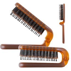 Peigne à crins de cochon pliable et portable pour voyage, maquillage féminin, cheveux bouclés, style volumineux, coiffure, logo personnalisé, plastique, usage domestique - Product Image 4