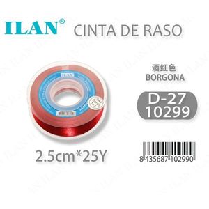 ริบบิ้นผ้าซาตินอิลัน 2.5 ซม. 25 หลา สีเบอร์กันดี รุ่น D-27 - Product Image 3