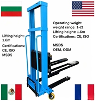 Apilador de Palés con Batería de Iones de Litio, 4WD, Capacidad de 1 Tonelada, Montacargas Eléctrico Manual Portátil, Eléctrico Lateral