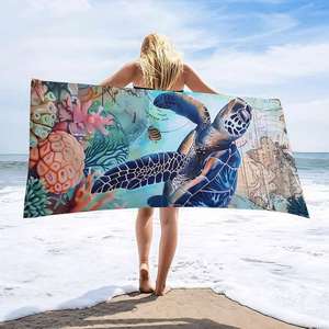 Serviette de plage sans sable en microfibre gaufrée en plastique recyclé à séchage rapide, personnalisée par sublimation, avec sac – Idéale pour l'été - Product Image 2
