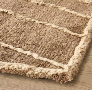 Luxe fait à la main noué à la main laine/soie marocain personnalisé géométrique rayé motif tapis ensemble doux Durable exquis intérieur - Product Image 6