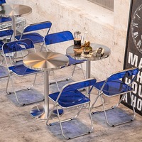 Ensemble de bar commercial moderne en acier inoxydable combinaison de chaises de table pour l'extérieur meubles de restaurant à dessert et thé au lait d'hôtel