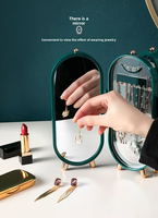 Organisateur de bijoux MKW6095 avec miroir, boîte de rangement pliable pour boucles d'oreilles, présentoir à colliers en plastique avec logo personnalisé