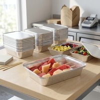 Barquettes de cuisson rectangulaires en aluminium avec couvercle en plastique, en papier, résistantes au four, pour poulet rôti et barbecue