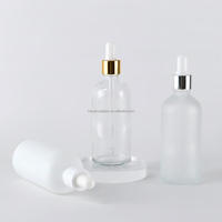 Vente flash - Flacon compte-gouttes en verre cosmétique pour huile essentielle et sérum, 100 ml, rond, givré