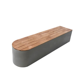 Banc d'extérieur en fibre de verre, chaise de jardin ovale moderne, mobilier de parc durable, style panneau de bois - Product Image 3