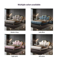 Luxuriöses Echtleder-Polsterbett Queen-Size Modernes Plattformbett für Schlafzimmermöbel OEM-Fabrik