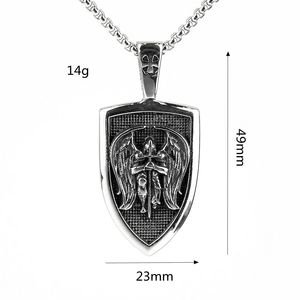 Collar con colgante de escudo de acero inoxidable yunnique para hombre, diseño de ángel San Miguel, joyería de moda, regalo para él - Product Image 5