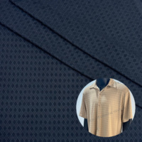 Tela de Punto Jacquard con Diseño de Diamantes 3D, 96% Poliéster, 4% Elastano, Material de Punto Elástico con Relieve en Cuadrícula para Prendas de Hombre y Mujer