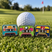 Marqueur de balle de golf en métal émaillé, design cassette vintage personnalisé, style rétro années 80, cadeau promotionnel haut de gamme pour club de golf