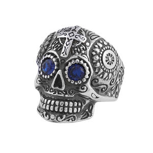 스테인리스 금속 바이커 성격 맞춤 해골 다이아몬드 반지 눈 - Product Image 4