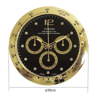 Armens Wall <b>Clock</b> 39cm Round Silent <b>Mechanical</b> Battery Powered Swiss Style Living Room Decor - Product Image 1