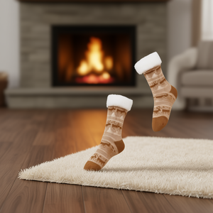 Chaussettes Zoho Fuzzy pour femmes, longueur mi-mollet, chaudes et thermiques, tricotées, imprimé animal, 100% acrylique, chaussettes épaisses - Product Image 2