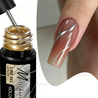 ZJ Nail Art Nouveau Gel UV Photothérapie Classique Non Toxique à Haute Densité Transparent Or Argent pour Nail Art LINE GEL 5ml 3