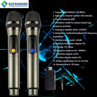 2 micros sans fil UHF Studio USB pour karaoké, pour les discours en public, accessoires et pièces couramment utilisés, microphones