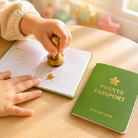 Passeport personnalisé pour enfants avec couverture colorée estampée à chaud en feuille d'or, coins arrondis et reliure agrafée – Impression de passeport de récompense