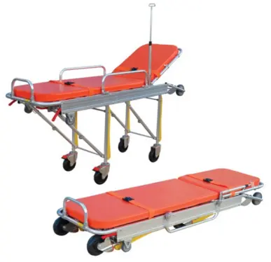 스쿠프 스틸 의료 알루미늄 합금 접이식 구급차 들것 병원 수송 보조 구조 카트 트롤리 휠 의자
