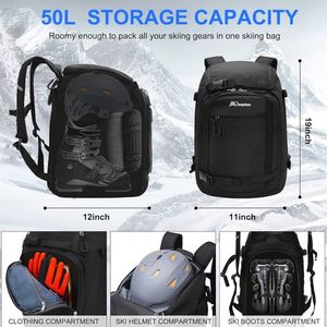 Mochila Impermeable Personalizada para Deportes de Invierno, para Botas de Snowboard, Expandible de 55-65L, para Equipo de Esquí, Muestra Gratuita - Product Image 4