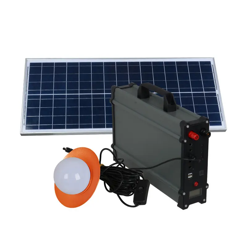 ALLTOP Electricity generating 20w 30w 50w 100w solar light with led bulbs solar off grid system kit