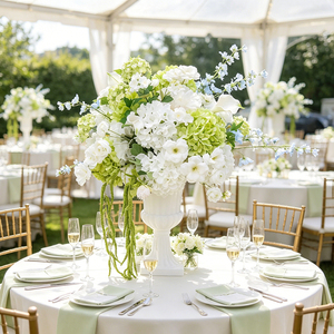 Flores Artificiales DKB, Bola de Flores de Seda Hecha a Mano de Alta Gama, Bola de Flores Blancas para Decoraciones Festivas de Bodas y Fiestas - Product Image 1