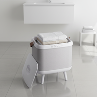 Seau chauffe-serviettes pliable 35L avec minuterie et arrêt automatique, en acier inoxydable, pour salle de bain et chambre, crochets amovibles, portable