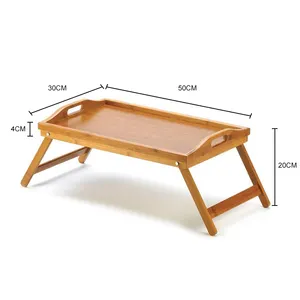 Tavolo da colazione in bambù pieghevole rettangolare in legno per Laptop