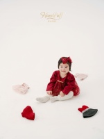 Baby-Satin-Kleid mit langen Ärmeln, Goldfaden, Tüll, A-Linie, passendes Schleifen-Stirnband, lockere Passform, Prinzessinnen-Outfit für Kleinkinder