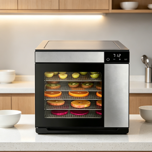 Déshydrateur alimentaire en acier inoxydable à 6 plateaux, contrôle de la température de 30 à 90 degrés Celsius, sécheuse à fruits électrique avec affichage numérique - Product Image 4