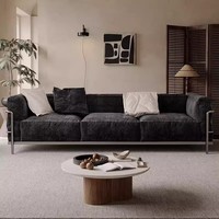 Vente directe d'usine : Canapé trois places en chenille de style français vintage, design inspiré Bauhaus pour salon