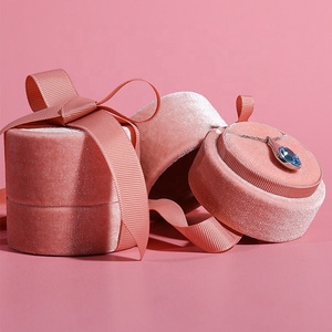 Bán Chạy Hộp Nhung Có Mặt Dây Chuyền Nhẫn Tròn Màu Hồng Lãng Mạn Sang Trọng Có Ruy Băng Cho Trang Sức Đám Cưới - Product Image 6