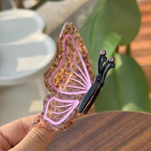 Pinza de Pelo de Acetato de Alta Gama con Diseño de Mariposa y Tiburón, Súper Hermosa, con Pedrería de Lujo, para Mujeres con Cabello Fino, Ideal para Fiestas - Product Image 5