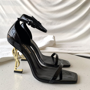 <span class=keywords><strong>Sandales</strong></span> à talons hauts à une bride pour <span class=keywords><strong>femme</strong></span>, en cuir verni avec talon métallique, élégantes, grandes tailles, pour soirée - Product Image 3