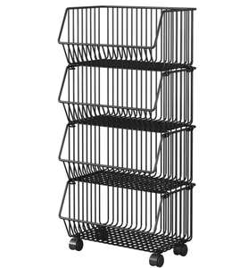 Paniers de rangement rotatifs support empilable panier en métal organisateur de cuisine étagère de rangement Cube fruits légumes organisateur chariot chariot - Product Image 1