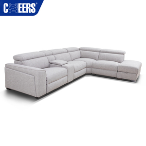 MANWAH-sofá seccional eléctrico de Tela Gris, sillón Reclinable con otomana y reposacabezas ajustable - Product Image 4