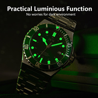 Best-seller I&W Montre de plongée automatique de luxe pour homme Cadran vert Étanche en acier inoxydable Montre mécanique avec mouvement