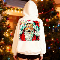 Décalcomanie thermocollante 2D plate de portrait du Père Noël pour Noël, 1 grande et 1 petite, prête à presser, motif Splash Art pour casquettes, sacs et t-shirts